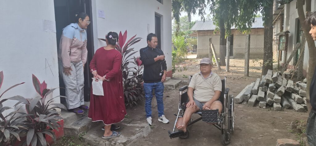 A patient is a person receiving medical care or treatment on wheelchair